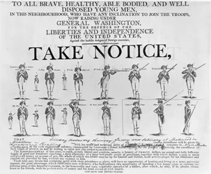 Recrutamento do exército dos EUA Poster mostrando várias posições de um soldado sob armas, placa XI de &39;Curiosidades históricas e literárias americanas&39;, 1860, reprodução de gravuras de B. Jones (bundw